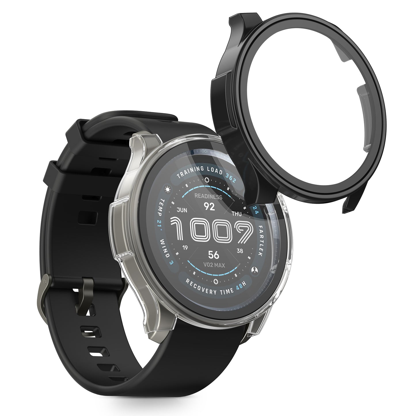kwmobile Glass Case for Amazfit Balance 2 A2429 Protective Case Full Body Fitness Tracker Case Set