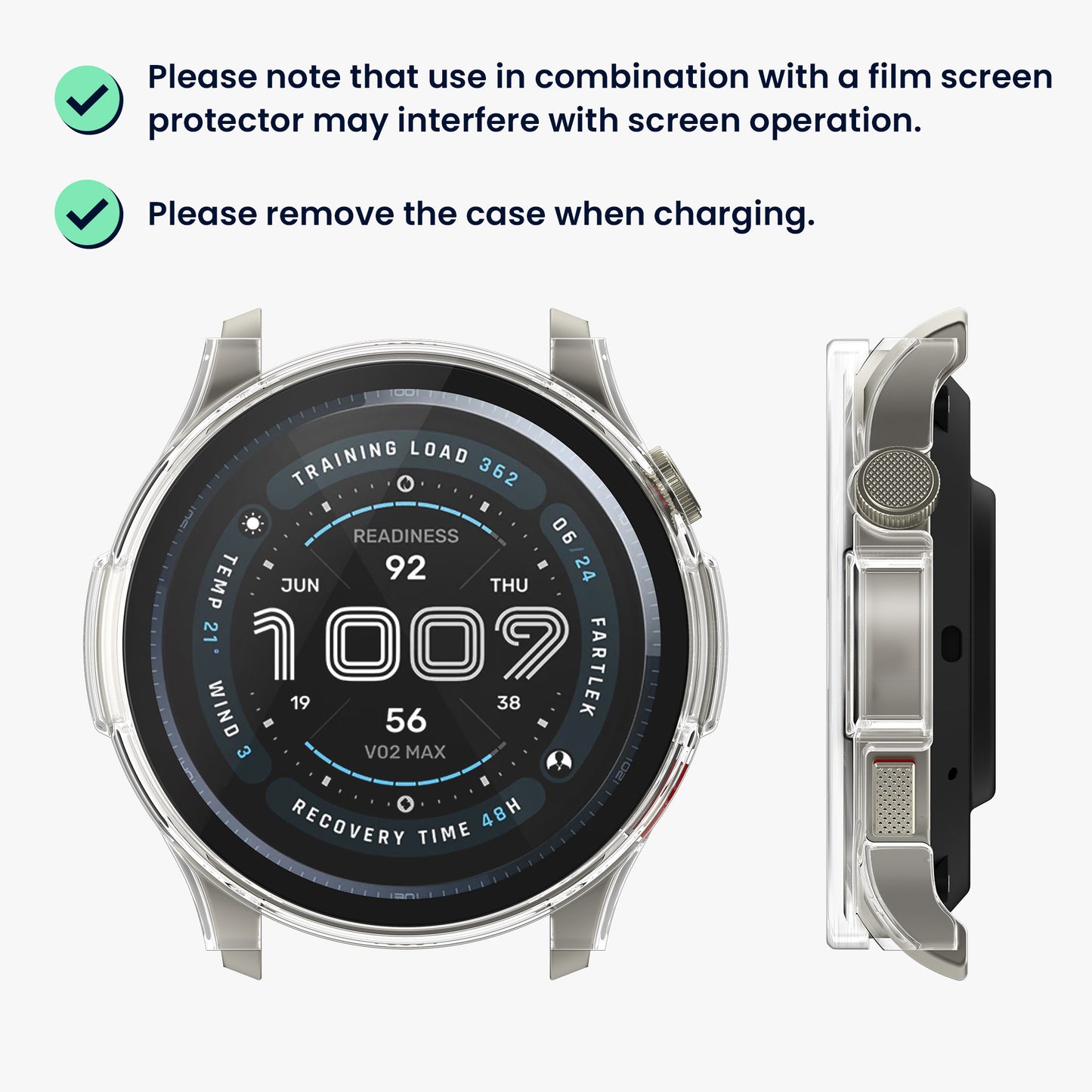 kwmobile Glass Case for Amazfit Balance 2 A2429 Protective Case Full Body Fitness Tracker Case Set