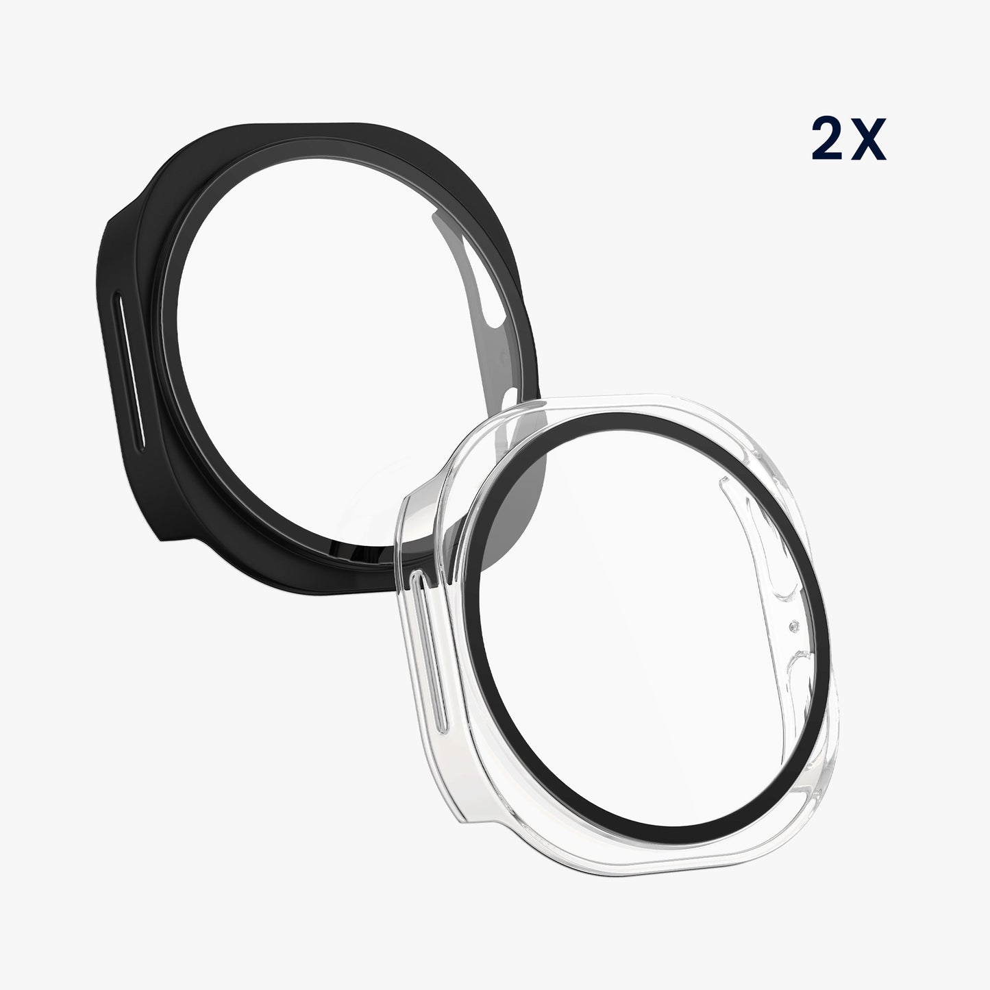 kwmobile Glass Case for Samsung Galaxy Watch 8 Protective Cover Fullbody Fitness Tracker Case Set