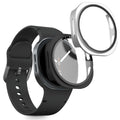 kwmobile 2x Cover kompatibel mit Samsung Galaxy Watch 8 (40mm) Hülle - Fullbody Fitnesstracker Case Set aus Glas - Schwarz Silber Schwarz  [dsg02]