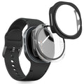kwmobile 2x Cover kompatibel mit Samsung Galaxy Watch 8 (44mm) Hülle - Fullbody Fitnesstracker Case Set aus Glas - Transparent Schwarz Transparent  [dsg01]