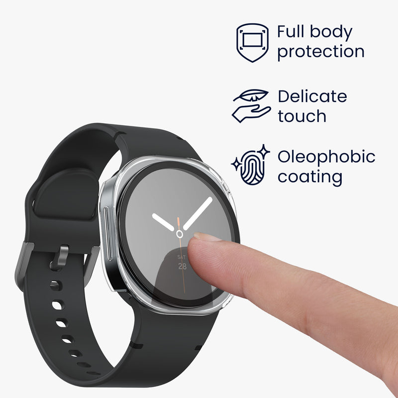 kwmobile Glass Case for Samsung Galaxy Watch 8 Protective Cover Full Body Fitness Tracker Case Set