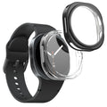 kwmobile 2x Schutzhülle kompatibel mit Samsung Galaxy Watch 8 (44mm) Hülle - Fullbody Cover Set aus Silikon - Transparent Schwarz Transparent  [dsg01]