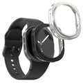 kwmobile 2x Schutzhülle kompatibel mit Samsung Galaxy Watch 8 (44mm) Hülle - Fullbody Cover Set aus Silikon - Schwarz Silber Schwarz  [dsg02]