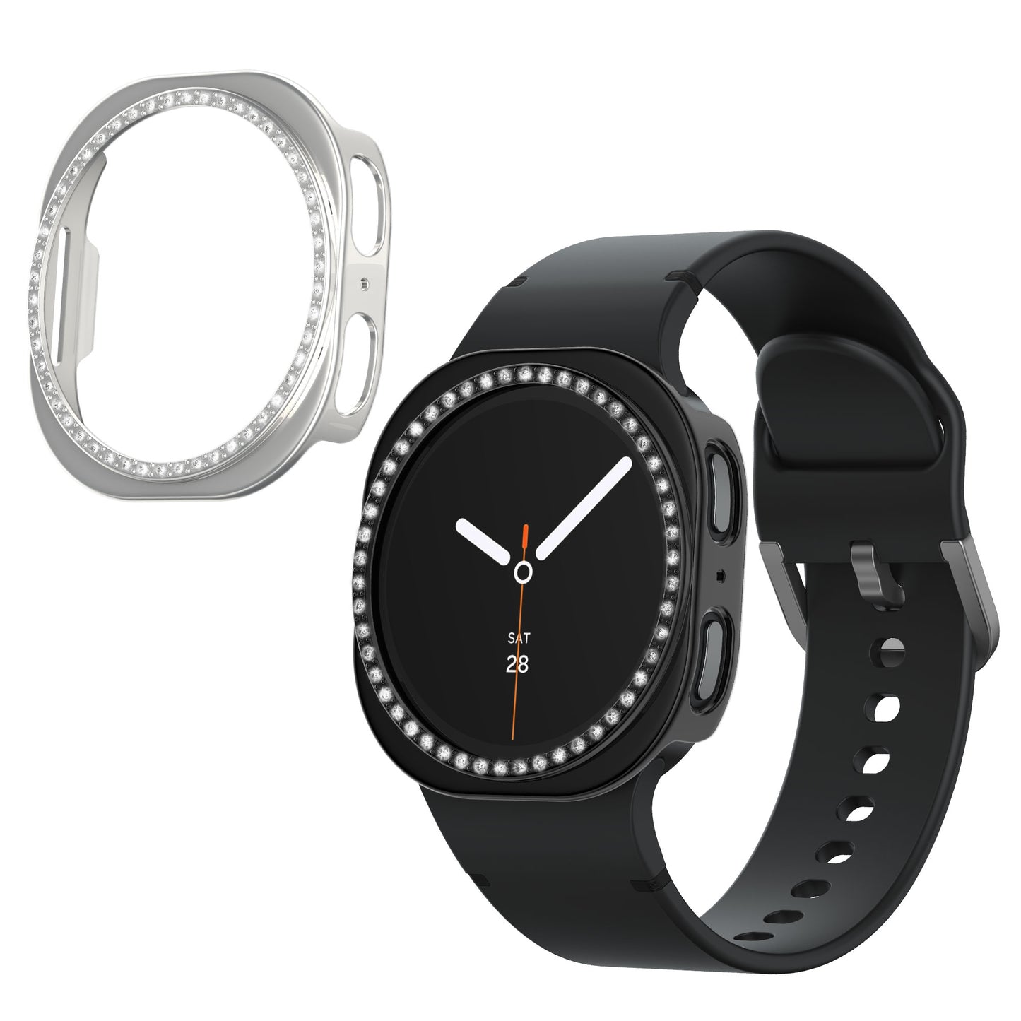 kwmobile 2x Case Compatible with Samsung Galaxy Watch 8 Protective Case Protective Frame Glitter Protection Accessory