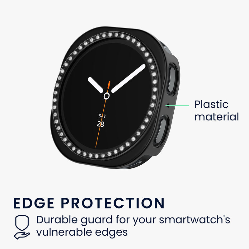 kwmobile 2x Case Compatible with Samsung Galaxy Watch 8 Protective Case Protective Frame Glitter Protection Accessory