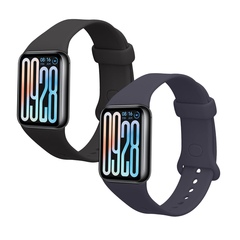 kwmobile 2x Uhrenarmband für Xiaomi Smart Band 8 Pro / Smart Band 9 Pro Armband - Fitnesstracker Band Set aus TPU Silikon - Ersatzarmband Smartwatch - Schwarz Dunkelblau Schwarz  [dsg01]