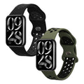 kwmobile 2x Uhrenarmband für Xiaomi Smart Band 8 Pro / Band 9 Pro / Redmi Watch 5 / Redmi Watch 4 Armband - Fitnesstracker Band Set aus TPU Silikon - Ersatzarmband Smartwatch - Schwarz Grau Dunkelgrün Schwarz Schwarz  [dsg02]