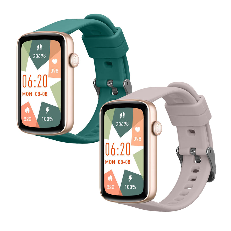 kwmobile 2x Uhrenarmband für SHANG WING L2 Armband - Fitnesstracker Band Set aus TPU Silikon - Ersatzarmband Smartwatch - Dunkelgrün Lavendel Dunkelgrün  [dsg03]