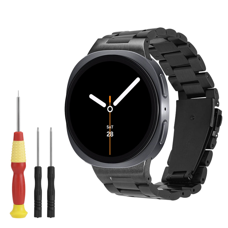 kwmobile Edelstahl Uhrenarmband kompatibel mit Samsung Galaxy Watch 8 Galaxy / Galaxy Watch 8 Classic 46mm Ersatz Armband - Ersatzarmband für Smartwatch - 14 - 22 cm Innenmaße - Schwarz Schwarz  [dsg02]