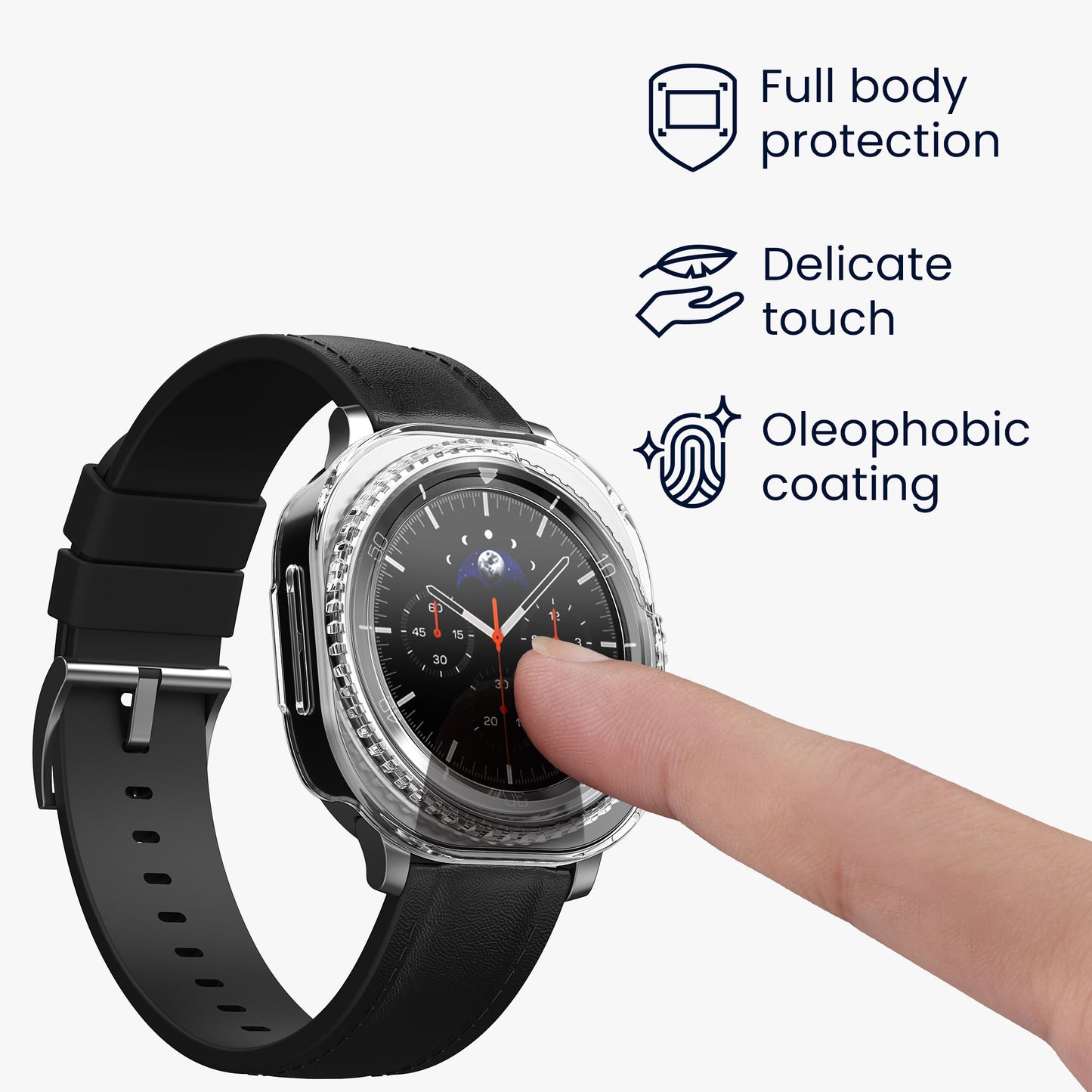kwmobile 2x Glass Case for Samsung Galaxy Watch 8 Classic (46mm) Protective Case - Fullbody Fitness Tracker Case Set