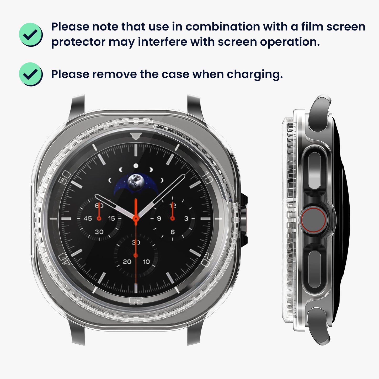 kwmobile 2x Glass Case for Samsung Galaxy Watch 8 Classic (46mm) Protective Case - Fullbody Fitness Tracker Case Set