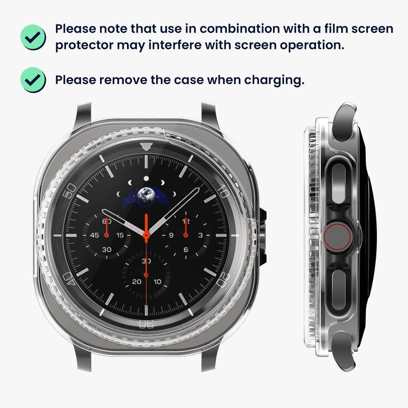 kwmobile 2x Glass Case for Samsung Galaxy Watch 8 Classic (46mm) Protective Case - Fullbody Fitness Tracker Case Set