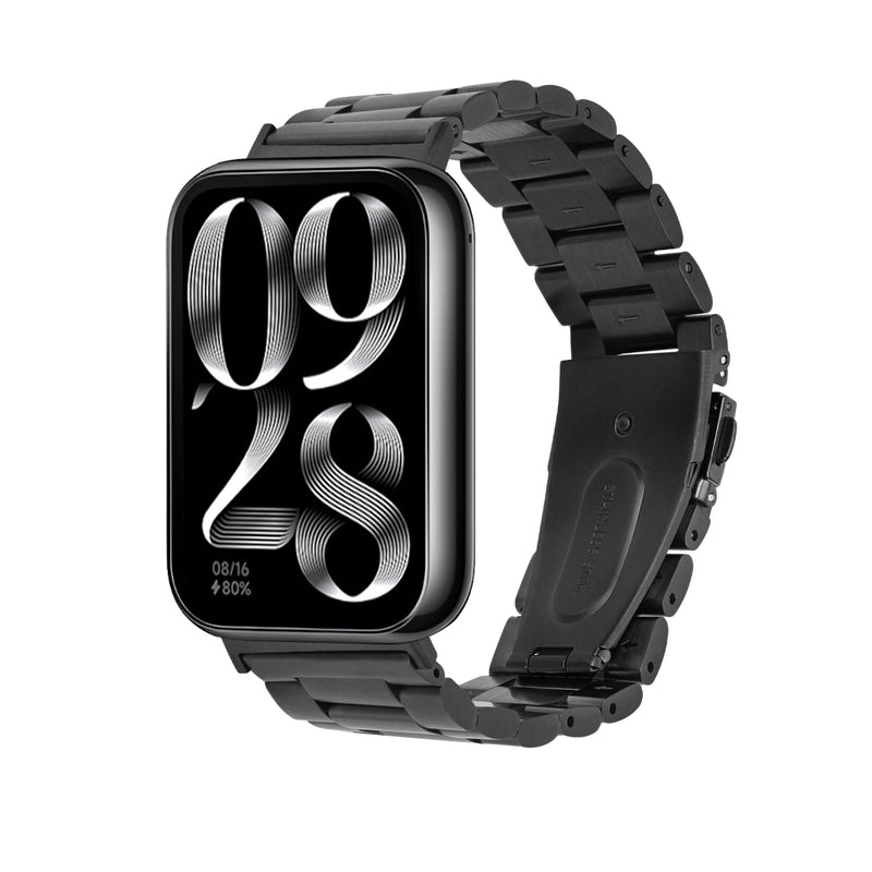 kwmobile Edelstahl Uhrenarmband kompatibel mit Xiaomi Smart Band 8 Pro / Band 9 Pro / Redmi Watch 5 / Redmi Watch 4 Ersatz Armband - Ersatzarmband für Smartwatch - 14 - 22 cm Innenmaße - Schwarz Schwarz  [dsg01]