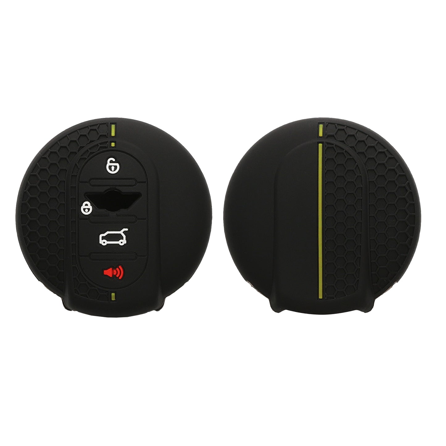 kwmobile Autoschlüssel Schutzhülle kompatibel mit Mini 3-Tasten Smart Key Autoschlüssel Hülle - Schlüsselhülle aus Silikon - in Schwarz Gelb Schwarz  [dsg02]