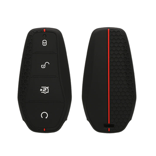 kwmobile Autoschlüssel Schutzhülle kompatibel mit BYD Atto 3 / Sealion / Han / Tang / Dolphin / Seal Hülle - Schlüsselhülle aus Silikon - in Schwarz Rot Schwarz  [dsg01]