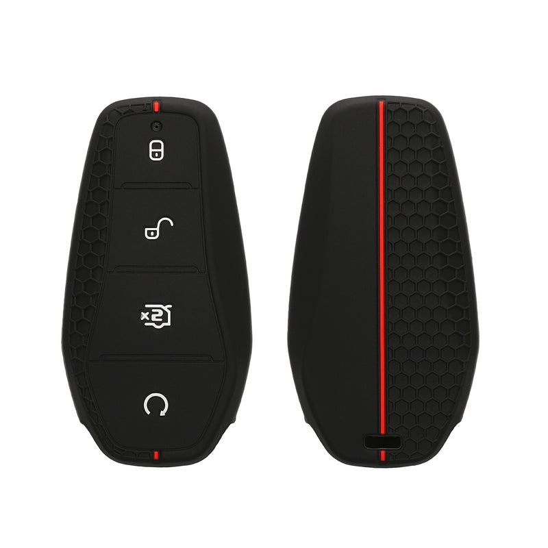 kwmobile Autoschlüssel Schutzhülle kompatibel mit BYD Atto 3 / Sealion / Han / Tang / Dolphin / Seal Hülle - Schlüsselhülle aus Silikon - in Schwarz Rot Schwarz  [dsg01]