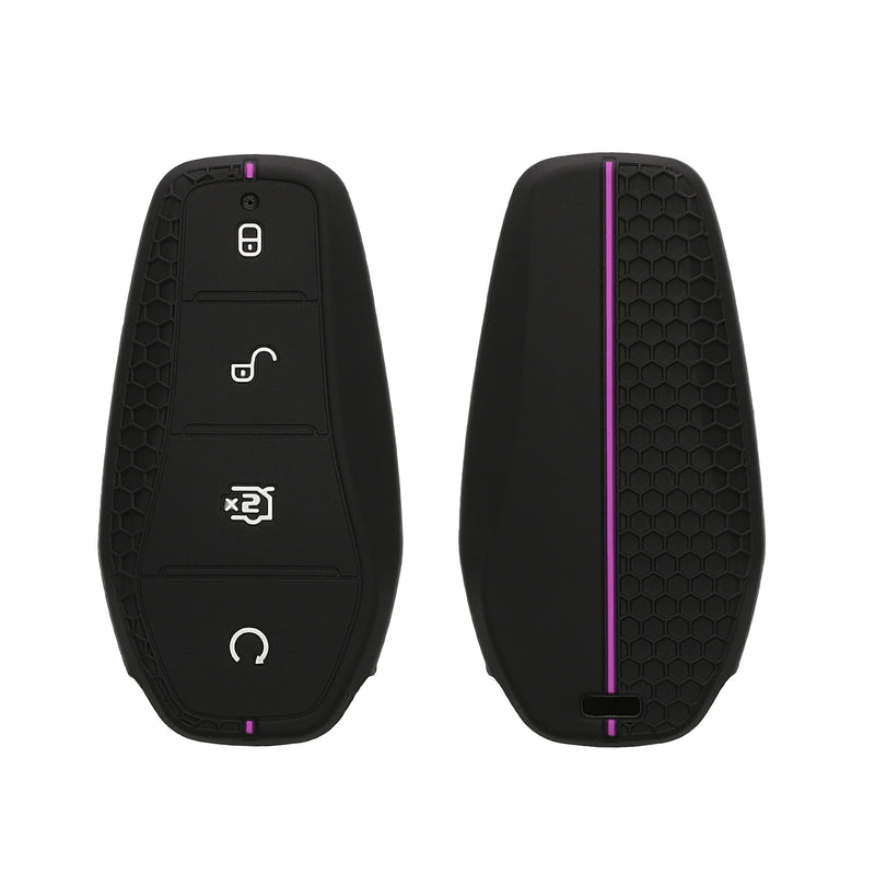kwmobile Autoschlüssel Schutzhülle kompatibel mit BYD Atto 3 / Sealion / Han / Tang / Dolphin / Seal Hülle - Schlüsselhülle aus Silikon - in Schwarz Violett Schwarz  [dsg03]