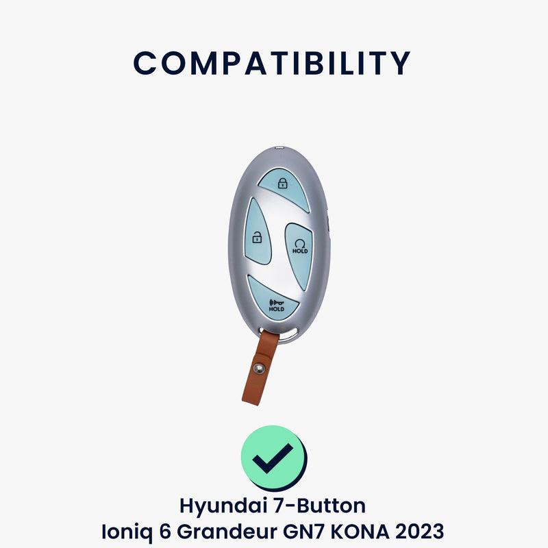 kwmobile Car Key Protection Case Compatible with Hyundai 7-Button Ioniq 6 Grandeur GN7 KONA 2023 Cover - Key Cover