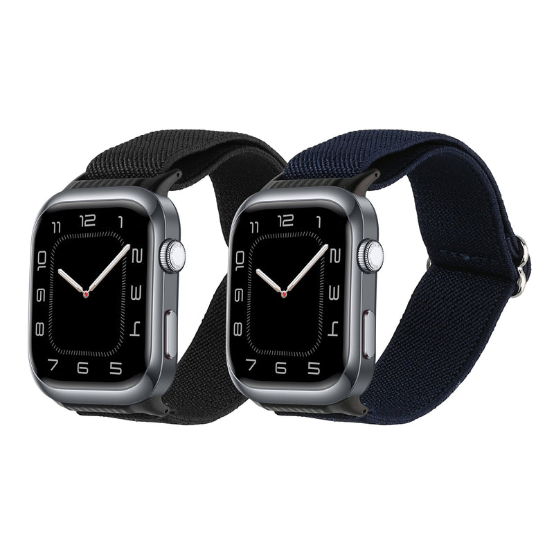 kwmobile 2x Uhrenarmband für Huawei Watch D2 Armband - Fitnesstracker Band Set aus Nylon - Ersatzarmband Smartwatch - Schwarz Dunkelblau Schwarz  [dsg01]