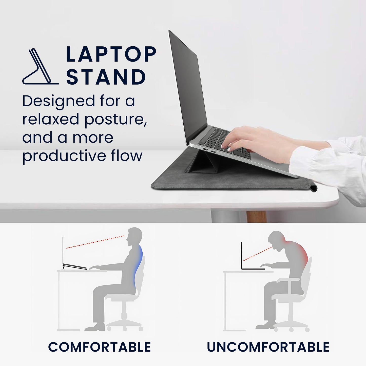 kwmobile Case for Apple Macbook 13" 14" 15" Laptop / Notebook / Ideapad - Cover with Stand Function and Extra Pocket - Protective Sleeve