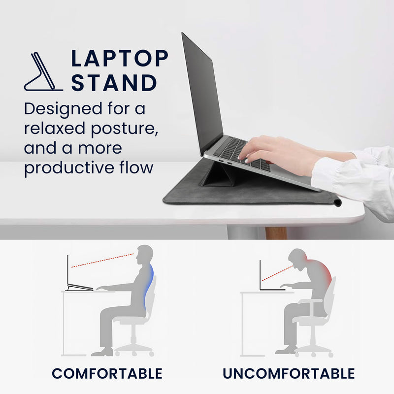 kwmobile Case for Apple Macbook 13" 14" 15" Laptop / Notebook / Ideapad - Cover with Stand Function and Extra Pocket - Protective Sleeve