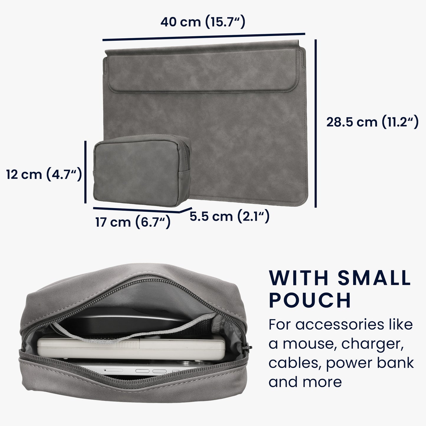 kwmobile Case for Apple Macbook 13" 14" 15" Laptop / Notebook / Ideapad - Cover with Stand Function and Extra Pocket - Protective Sleeve