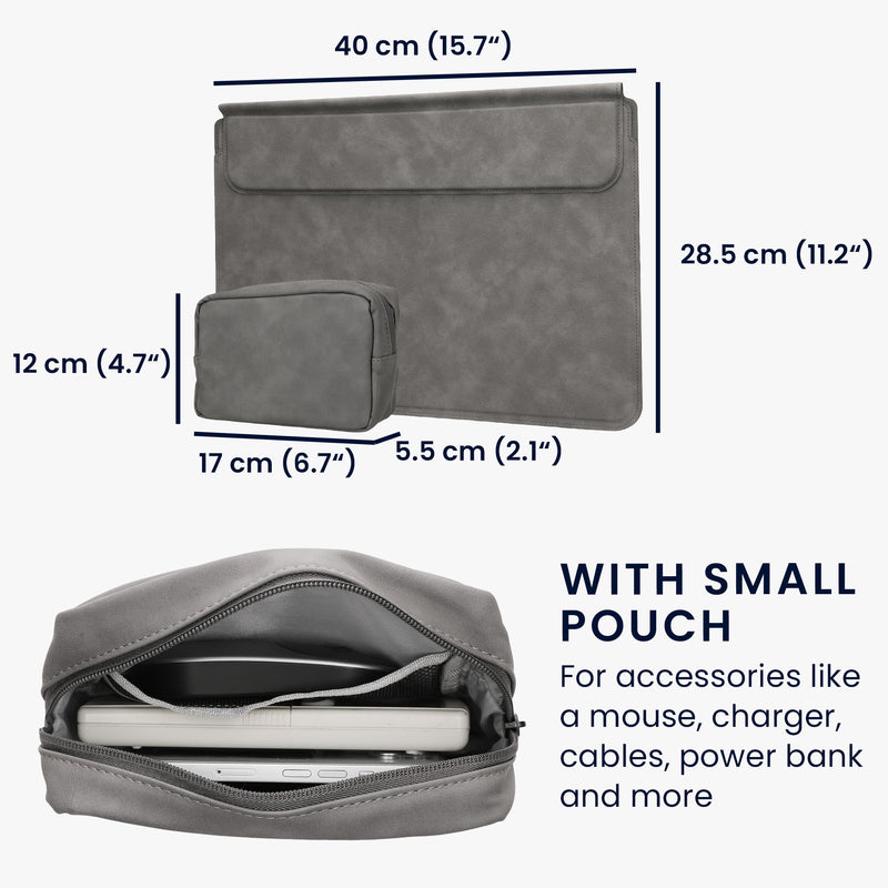 kwmobile Case for Apple Macbook 13" 14" 15" Laptop / Notebook / Ideapad - Cover with Stand Function and Extra Pocket - Protective Sleeve