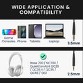 kwmobile Headphone Cable for Bose 700 / NC700 / QuietComfort QC25 / QC35 II / QC35 / QC45 / OE2 - 3.5mm Replacement Cable 100cm - 3.5mm Jack Cable