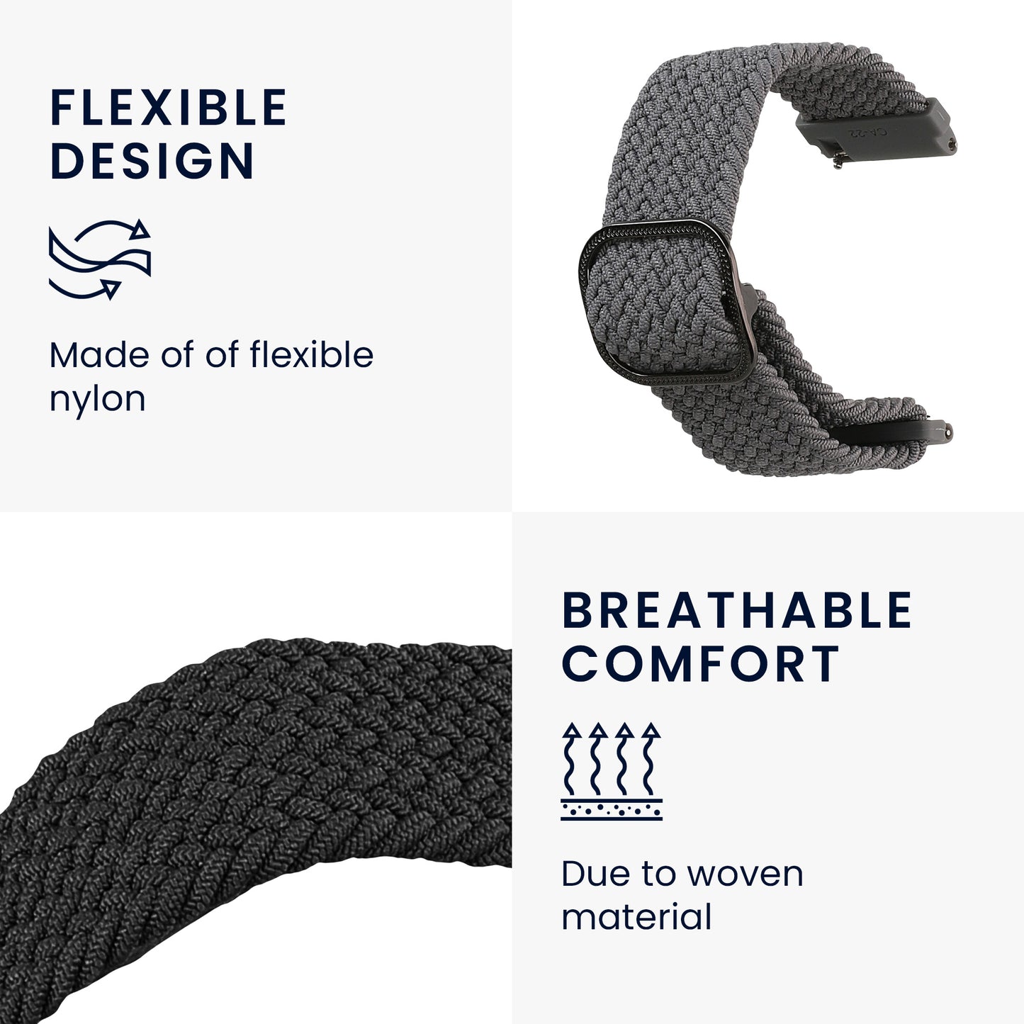 kwmobile Watch Strap for 22mm Amazfit Bip 6 / Bip 5 Unity / Bip 5 / GTS 3 / Balance 2 / Helio Strap - Fitness Tracker Band Set - Replacement Smartwatch Strap