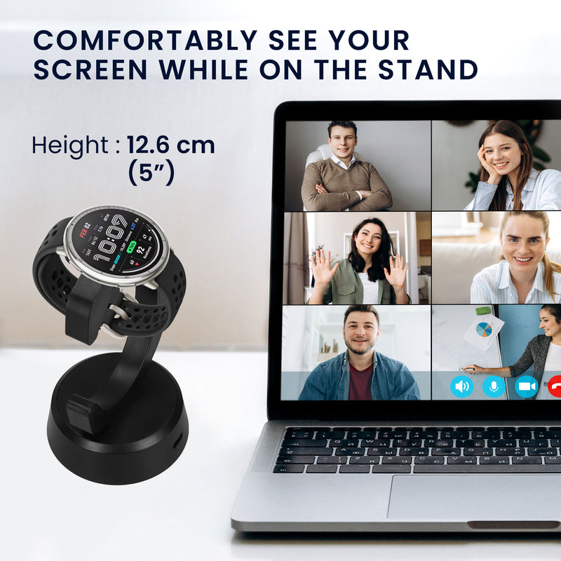 kwmobile USB Charger compatible with Amazfit Bip 6 / Amazfit Active 2 (A2437) / Active 2 Square (A2434) - USB Cable Charger Stand - Smart Watch Charging Station - Charging Cable with Stand Function