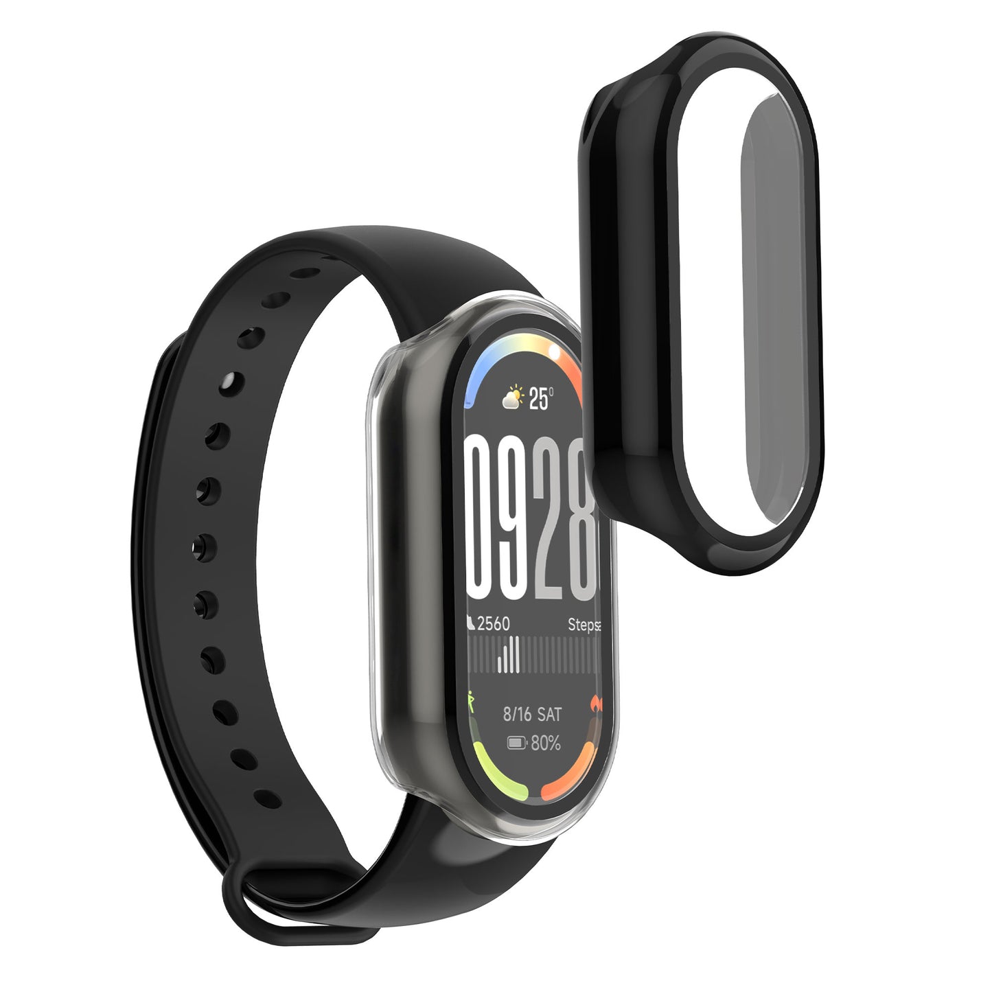 kwmobile Glass Case for Xiaomi Mi Band 10 Protective Cover Full-Body Fitness Tracker Case Set