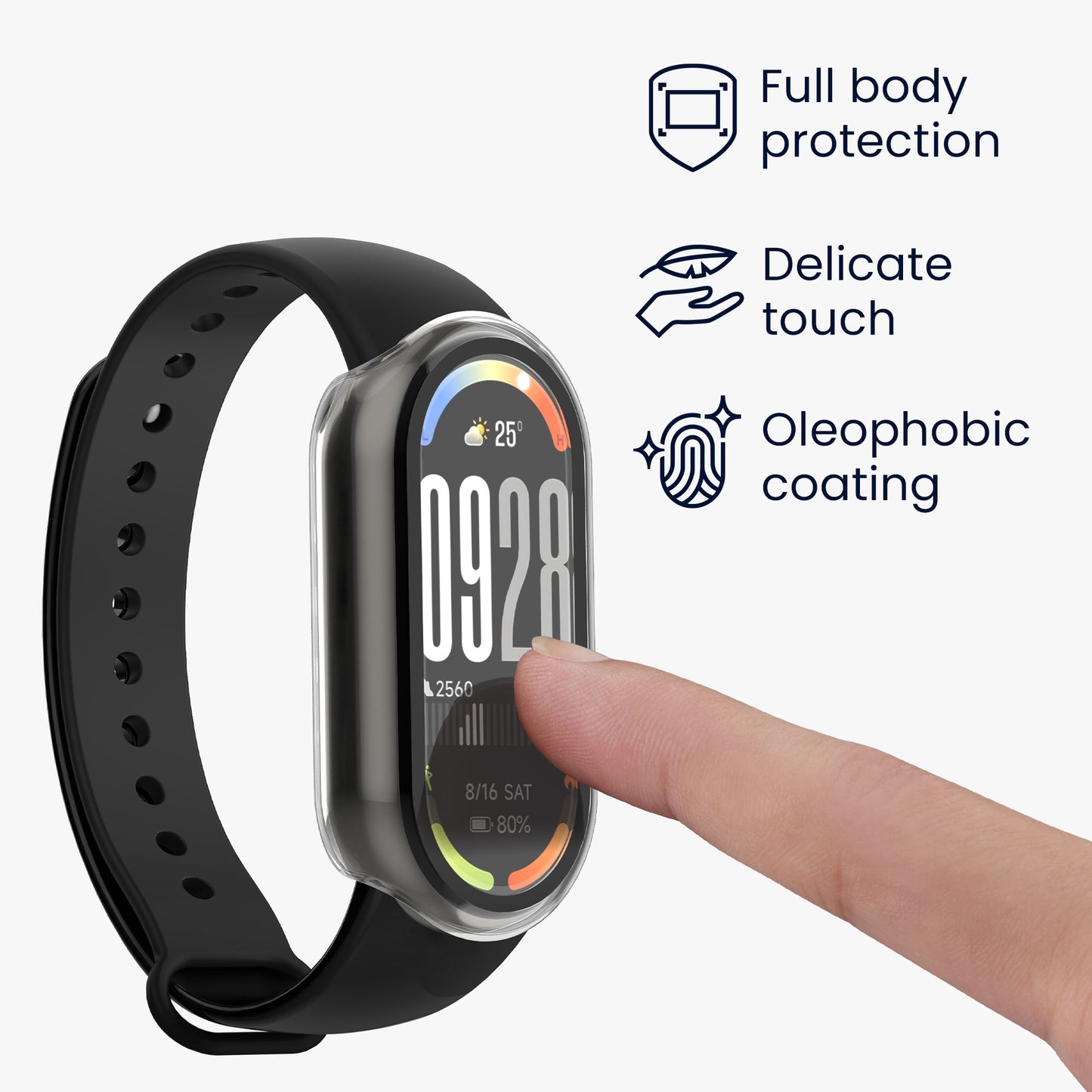 kwmobile Glass Case for Xiaomi Mi Band 10 Protective Cover Full-Body Fitness Tracker Case Set