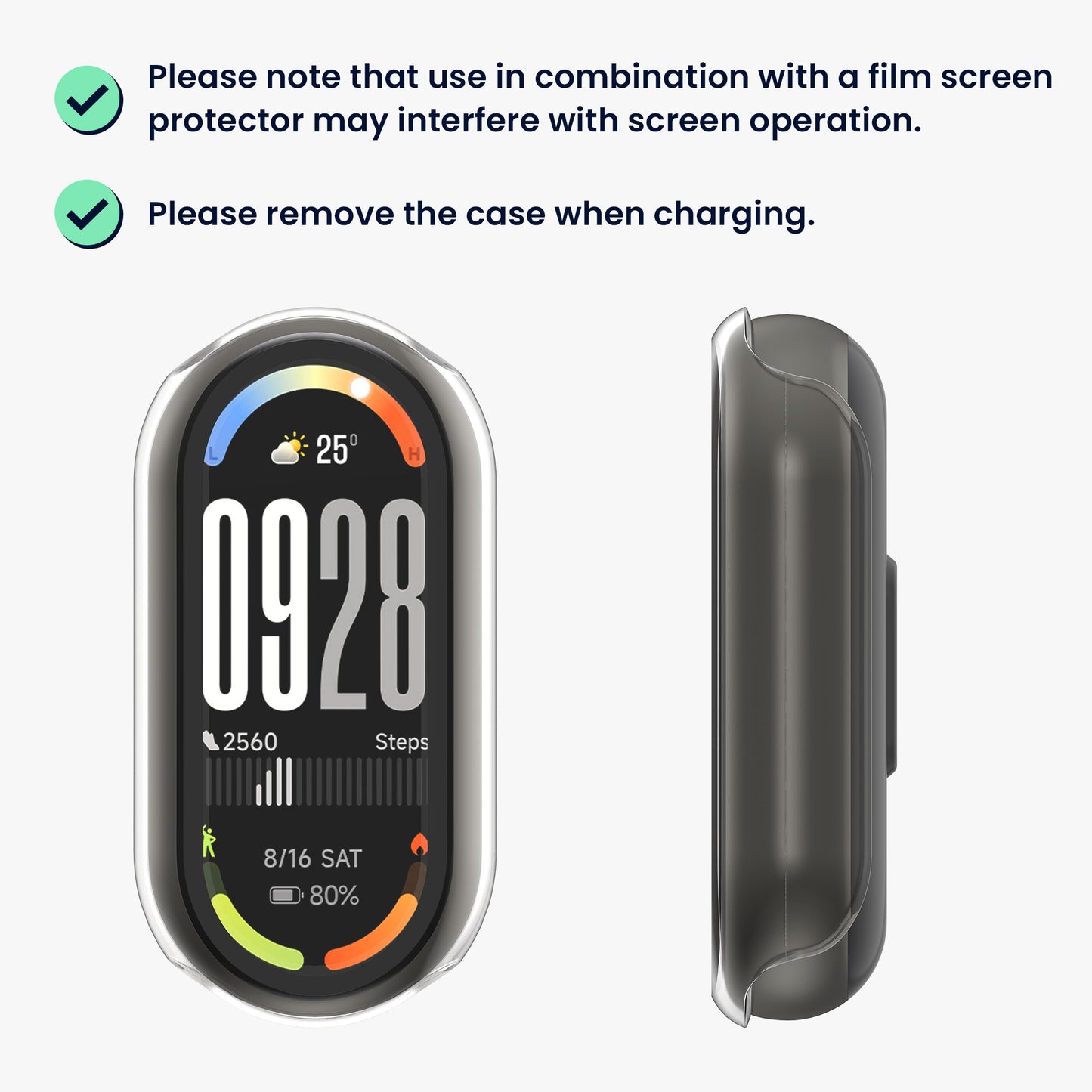 kwmobile Glass Case for Xiaomi Mi Band 10 Protective Cover Full-Body Fitness Tracker Case Set