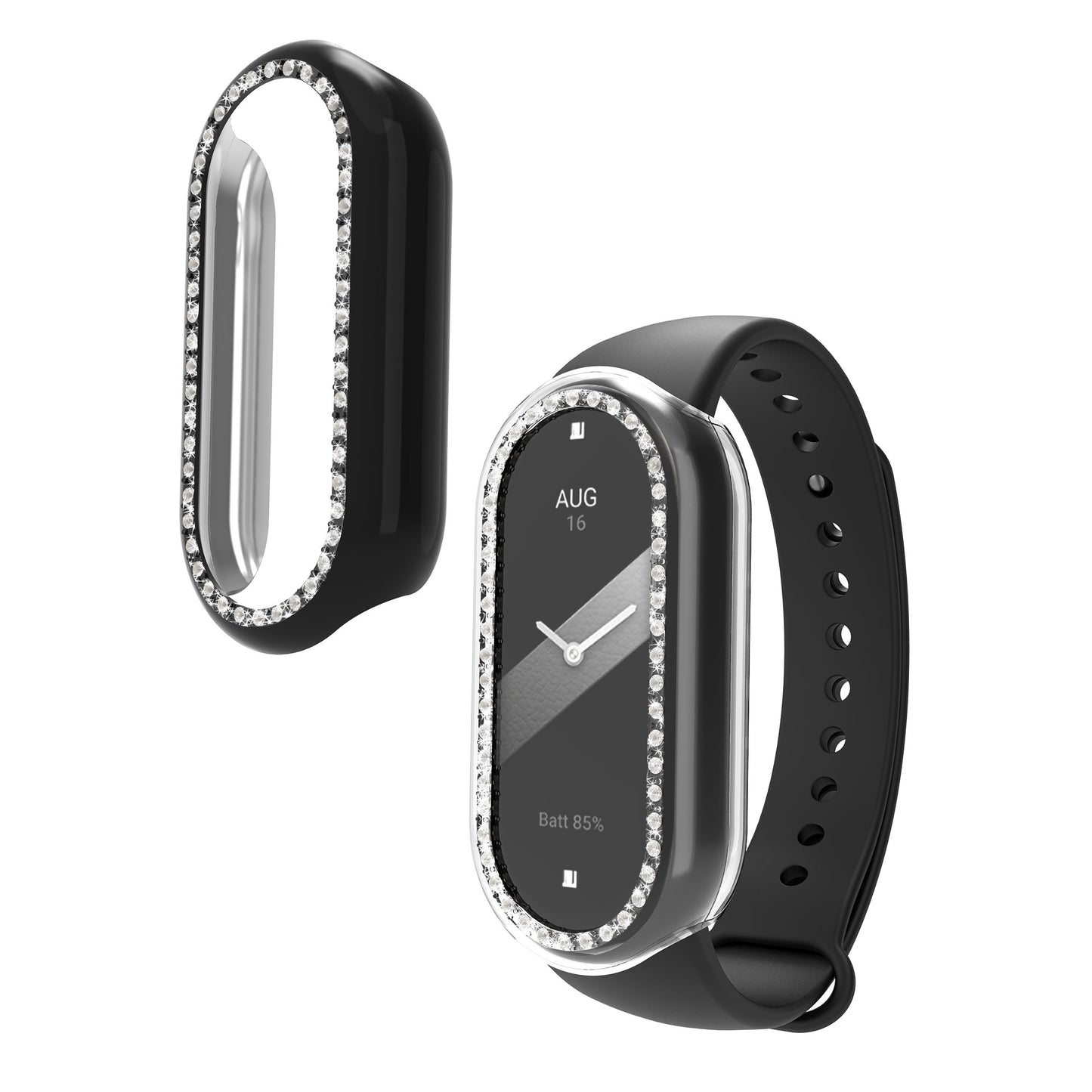 kwmobile Protective Case Compatible with Xiaomi Mi Band 10 / Smart Band 10 Protective Frame - Glitter Protection Accessory