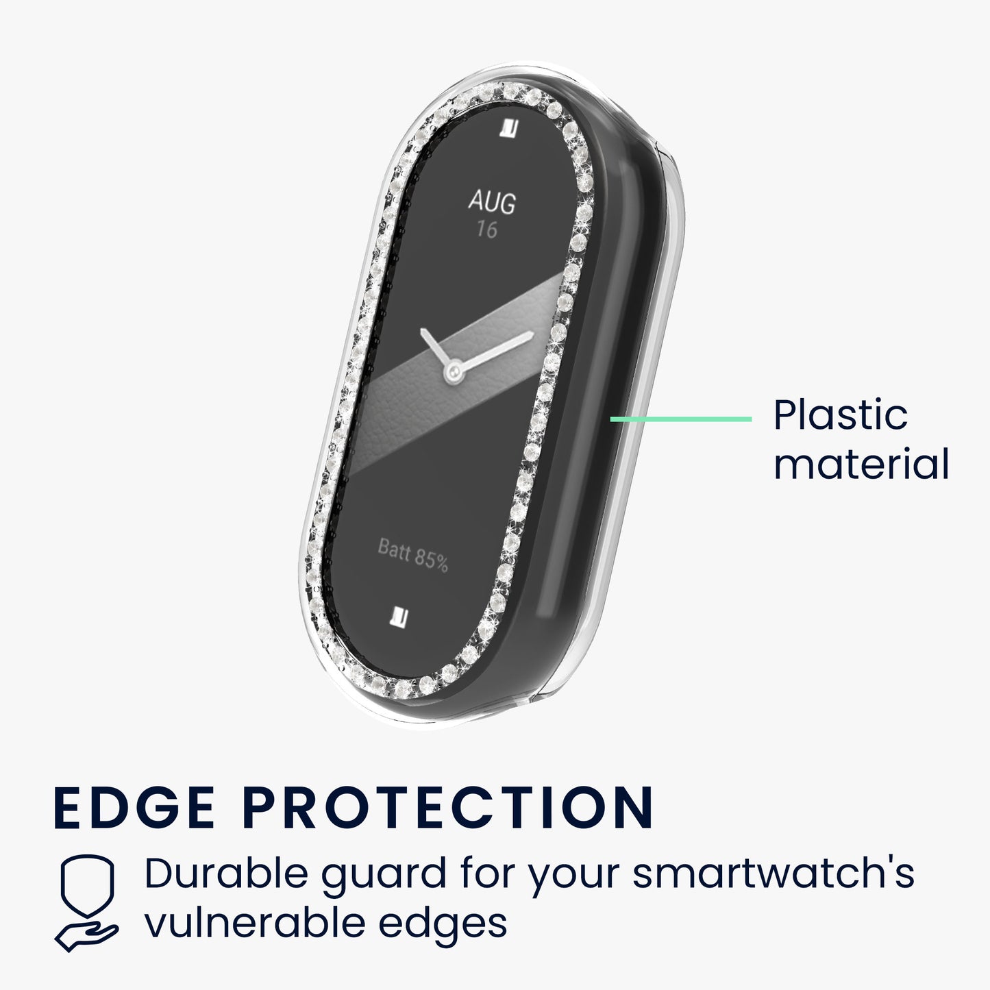 kwmobile Protective Case Compatible with Xiaomi Mi Band 10 / Smart Band 10 Protective Frame - Glitter Protection Accessory