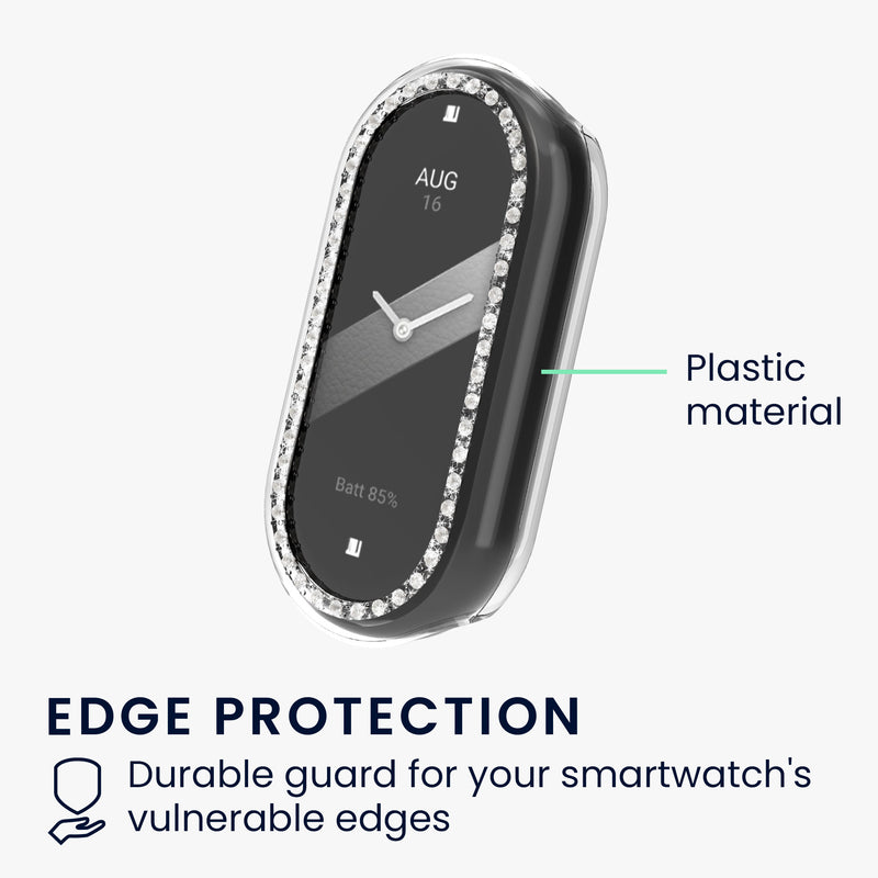 kwmobile Protective Case Compatible with Xiaomi Mi Band 10 / Smart Band 10 Protective Frame - Glitter Protection Accessory