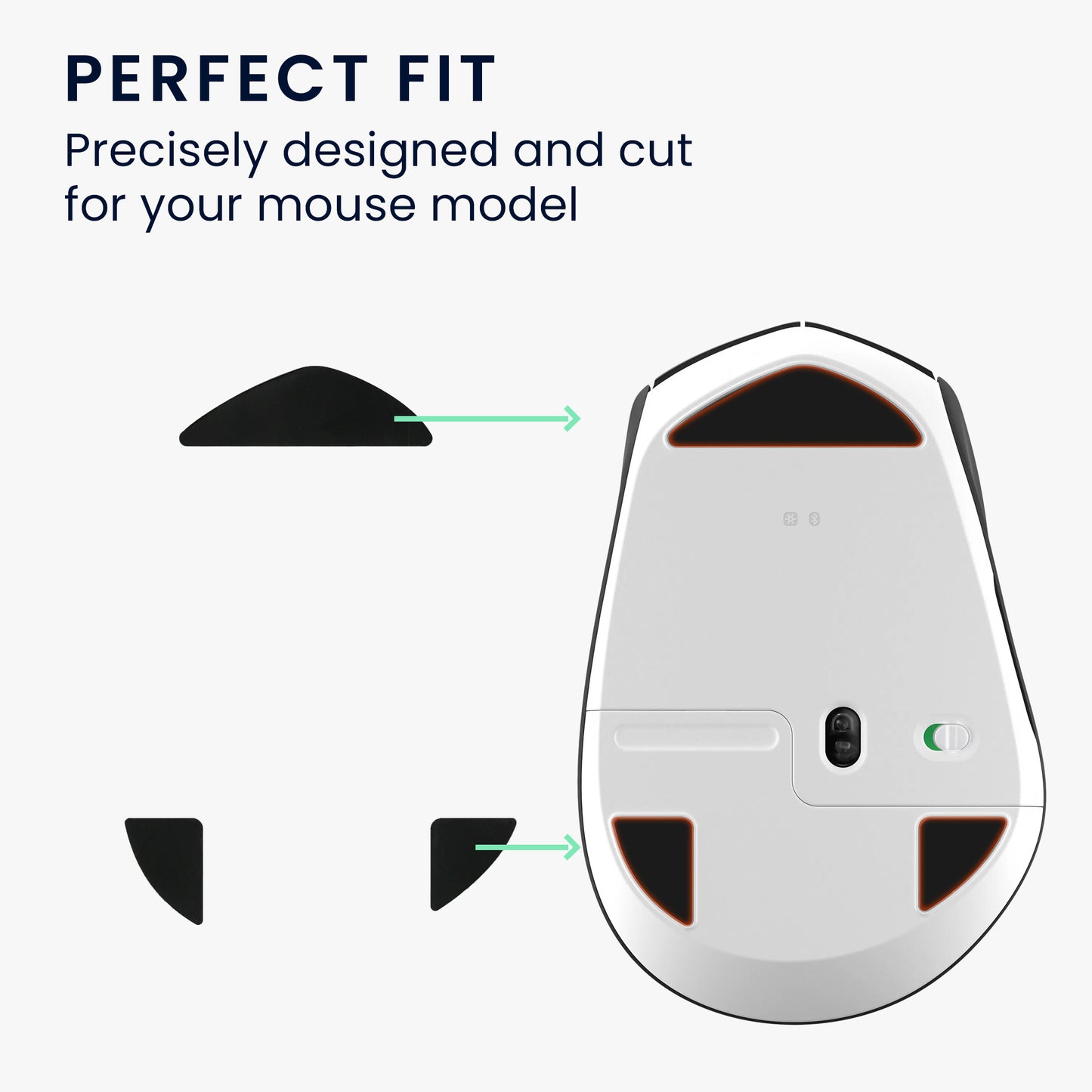 kwmobile Mouse Feet Sticker compatible with Logitech M720 Triathlon Replacement Gliders Mouse Feet Precision Fit Mouse Glides