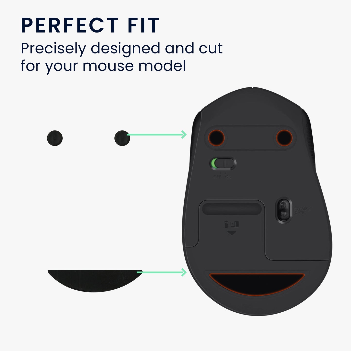 kwmobile Mouse Feet Sticker compatible with Logitech M330 / M280 / M275 Replacement Glider Mouse Skates Custom Fit Mouse Glides