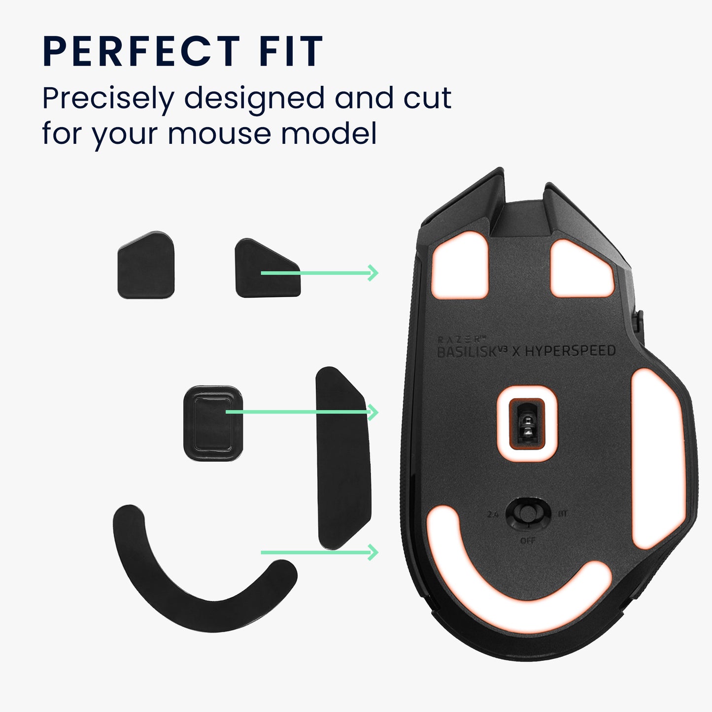 kwmobile Mouse Feet Stickers compatible with Razer Basilisk V3 X HyperSpeed Replacement Glides - Precision-Fit Mouse Feet - Mouse Glides