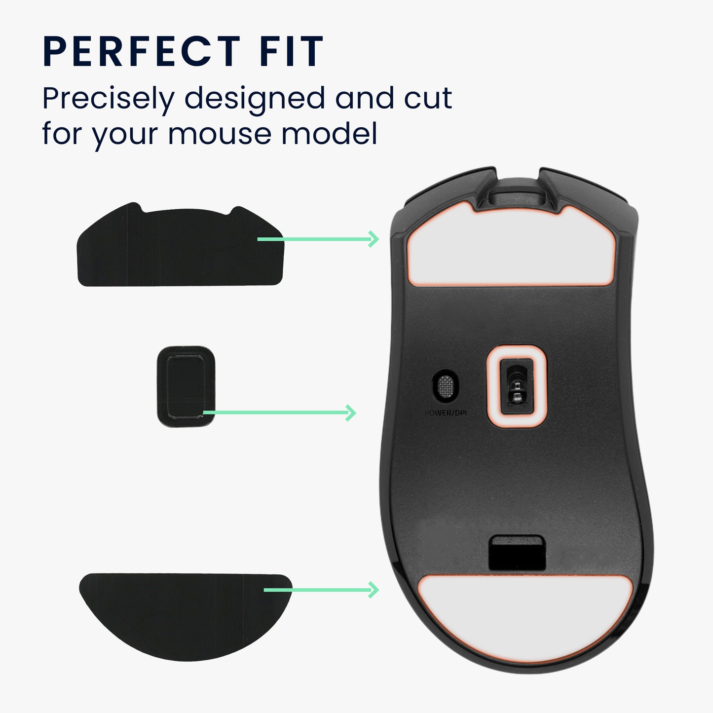 kwmobile Mouse Feet Sticker compatible with Razer DeathAdder V3 HyperSpeed Replacement Glides Mouse Feet Precision Fit Mouse Glides