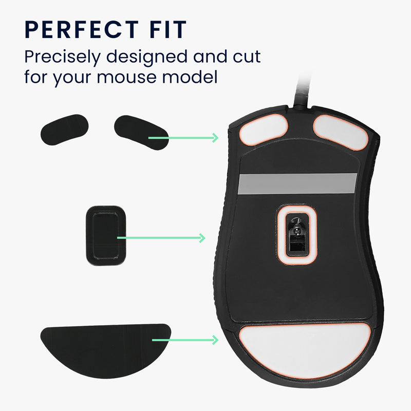 kwmobile Mouse Feet Sticker compatible with Razer DeathAdder V2 Mini Replacement Gliders Mouse Feet Custom Fit Mouse Glides