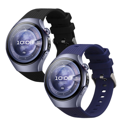 kwmobile 2x Uhrenarmband für Huawei Watch 5 46mm Armband - Fitnesstracker Band Set aus TPU Silikon - Ersatzarmband Smartwatch - Schwarz Dunkelblau Schwarz  [dsg01]