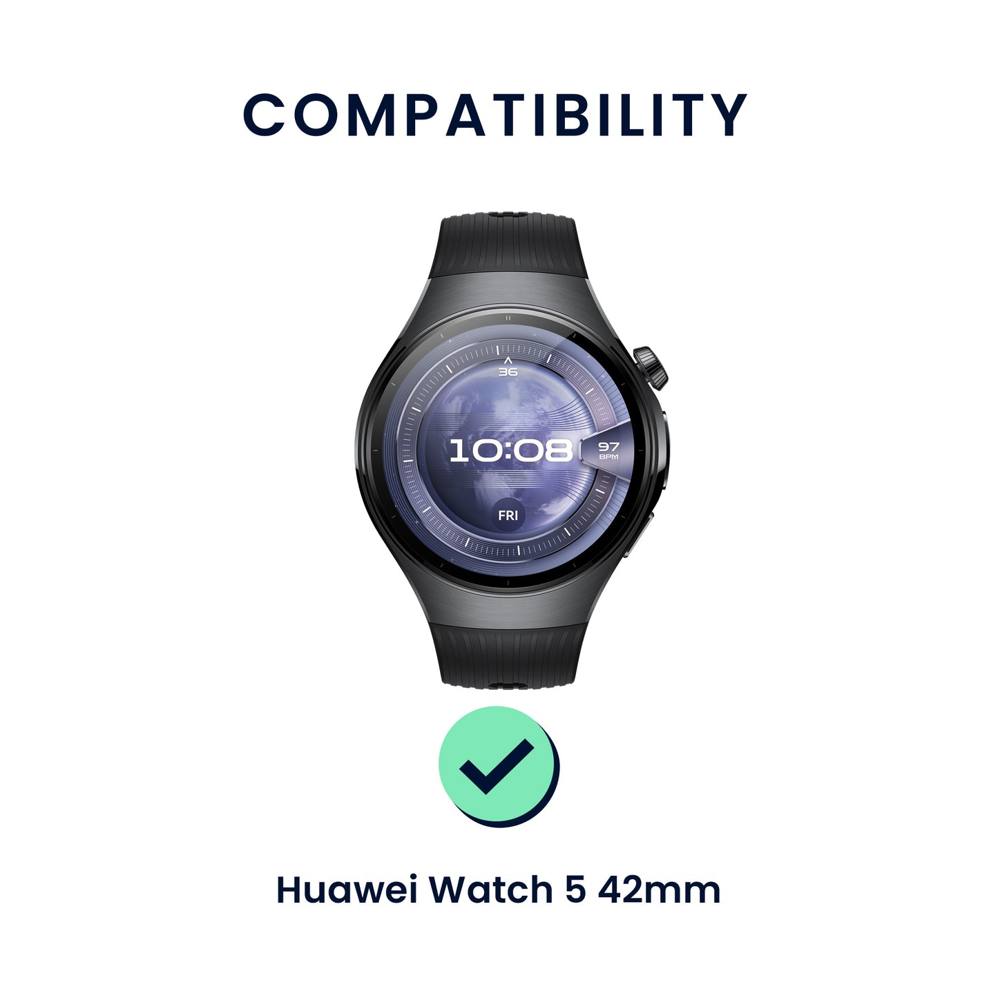 kwmobile Watch Strap for Huawei Watch 5 42mm Strap Fitness Tracker Band Set Replacement Strap Smartwatch