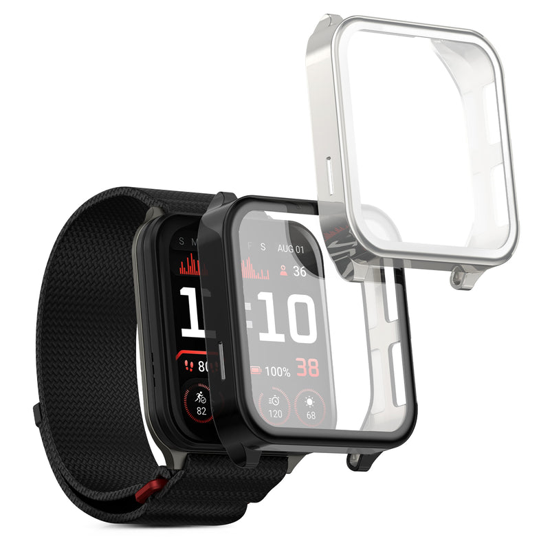 kwmobile 2x Schutzhülle kompatibel mit Garmin Venu X1 Hülle - Fullbody Cover Set aus Silikon - Schwarz Silber Schwarz  [dsg02]