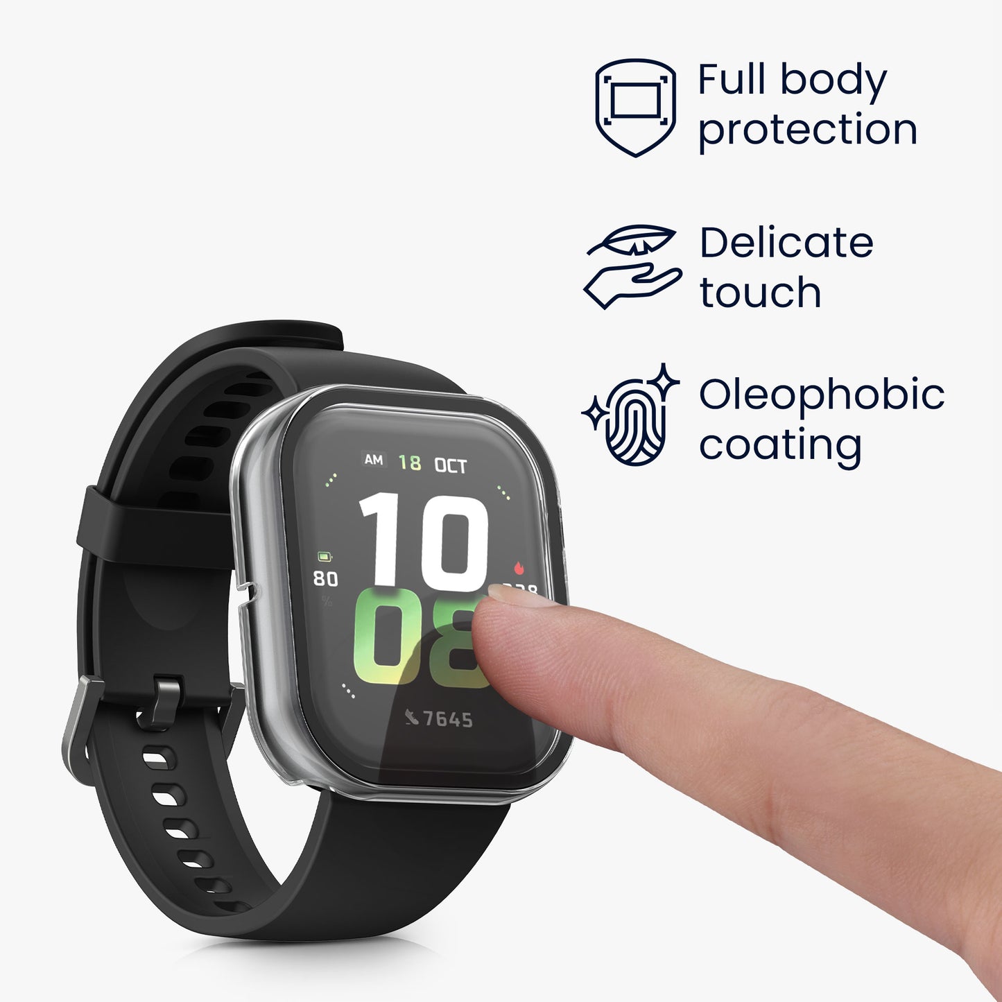 kwmobile Glass Case for HONOR Watch 5 Protective Cover Full-Body Fitness Tracker Case Set