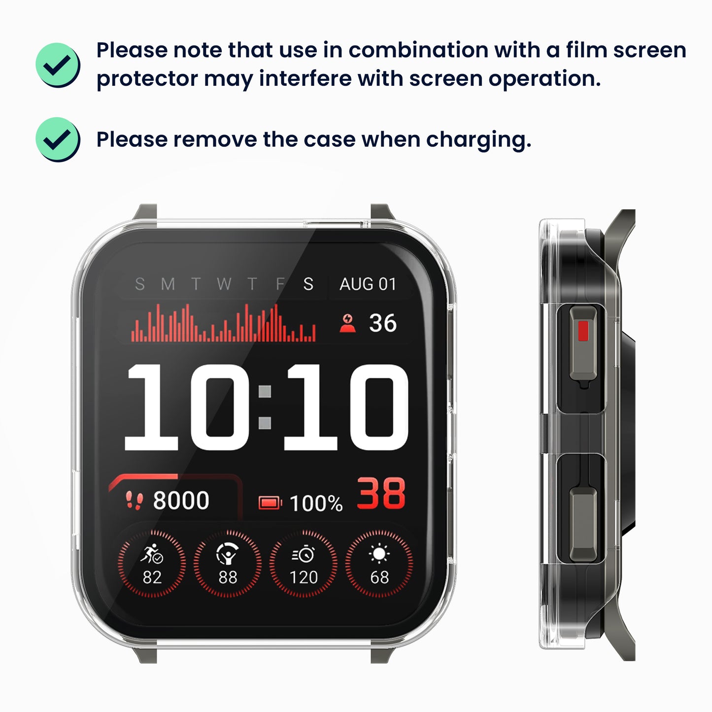 kwmobile Glass Case for Garmin Venu X1 Protective Cover Fullbody Fitness Tracker Case Set