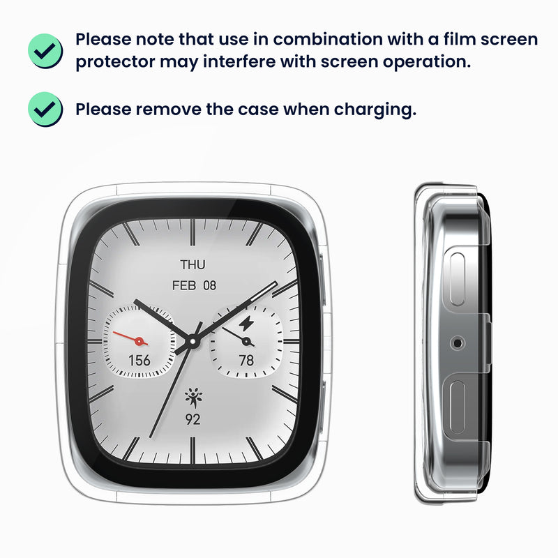 kwmobile Glass Case for Amazfit Active 2 Square Protective Cover Full-Body Fitness Tracker Case Set
