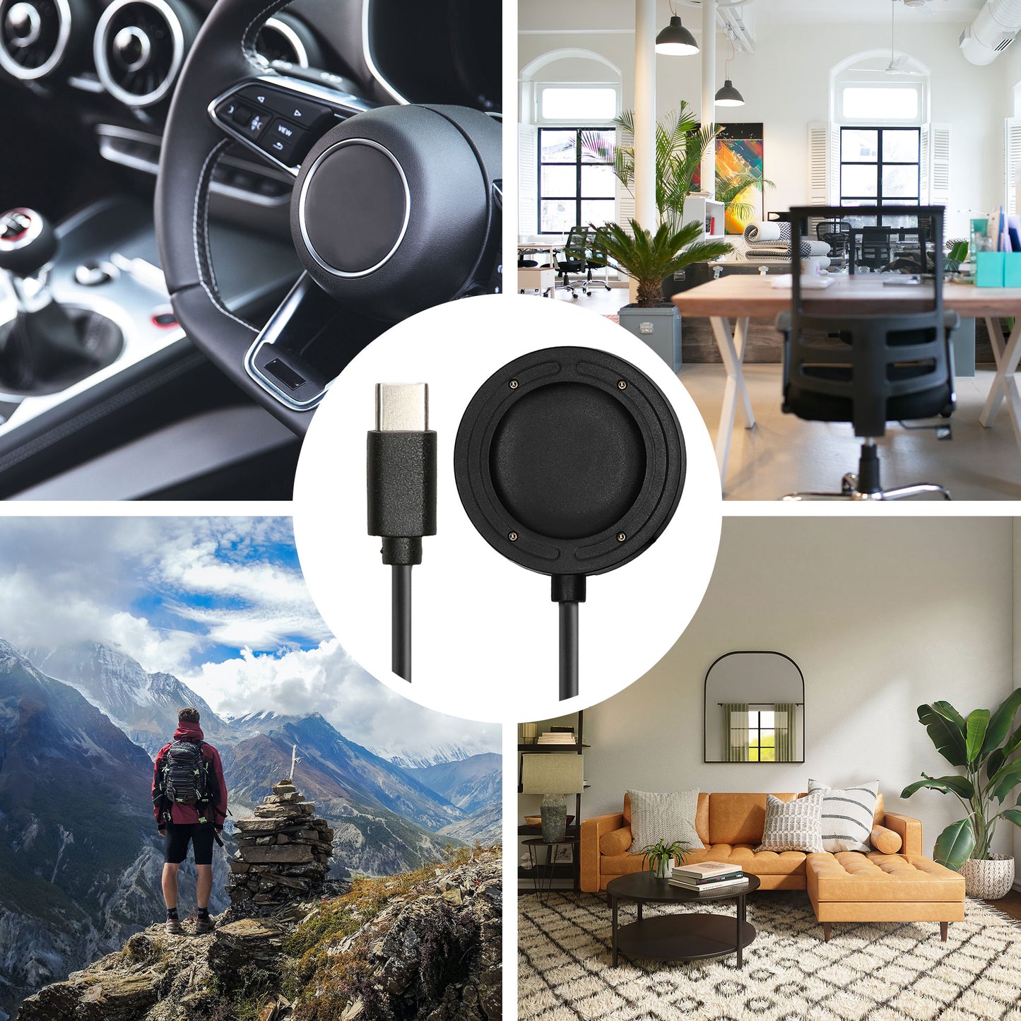 kwmobile USB C Charging Cable compatible with Suunto Run GPS Cable Charger Smart Watch Replacement Cable Fitness Tracker Charging Cable