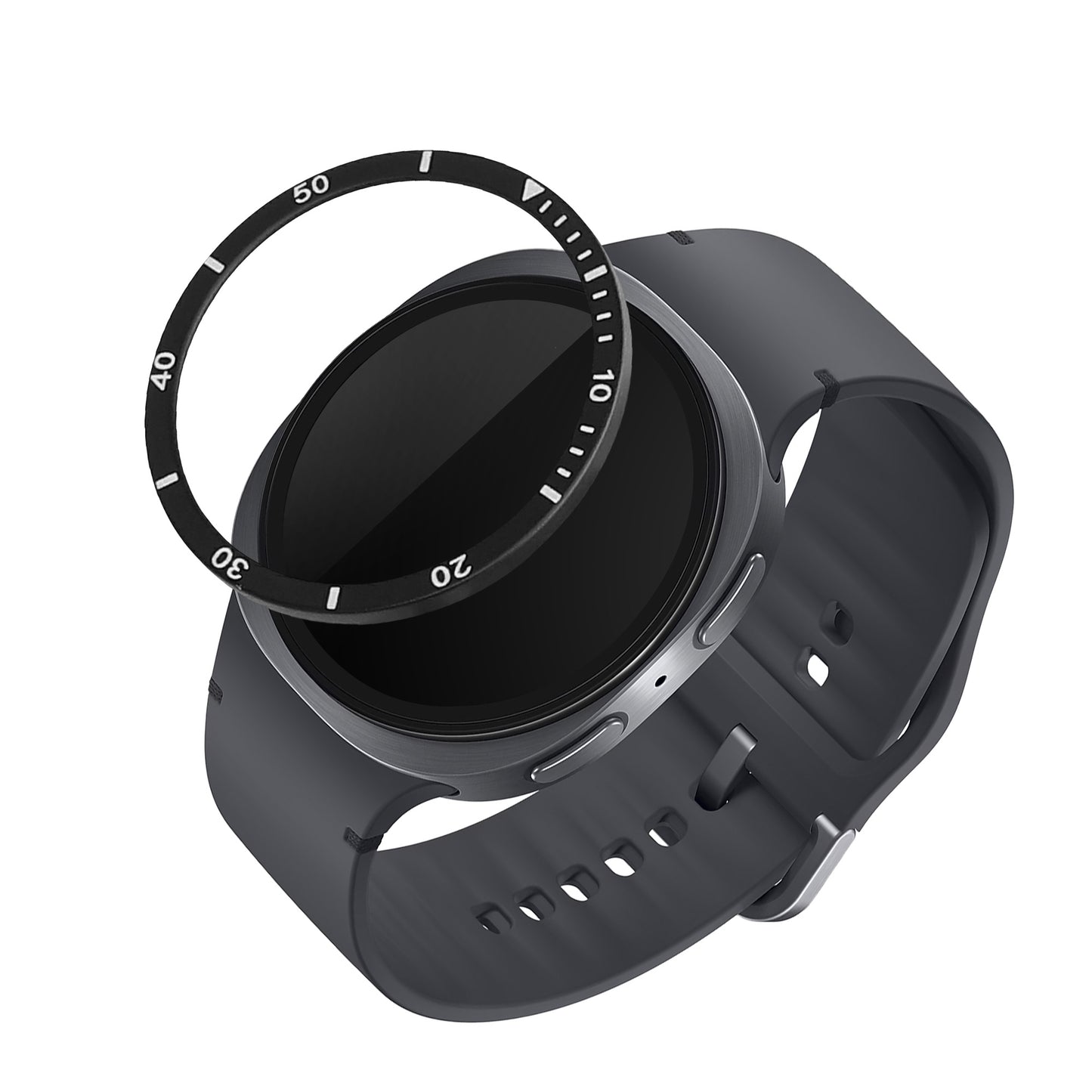 kwmobile Schutzring kompatibel mit Samsung Galaxy Watch 8 (44mm) Fitnesstracker - Bezel Ring Lünette in Schwarz Silber Schwarz  [dsg01]